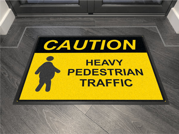 Caution Heavy Pedestrian Traffic - Floor Mat
