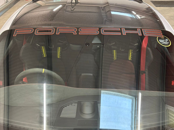 PORSCHE 911 / 992 Windscreen Decal Red+Black