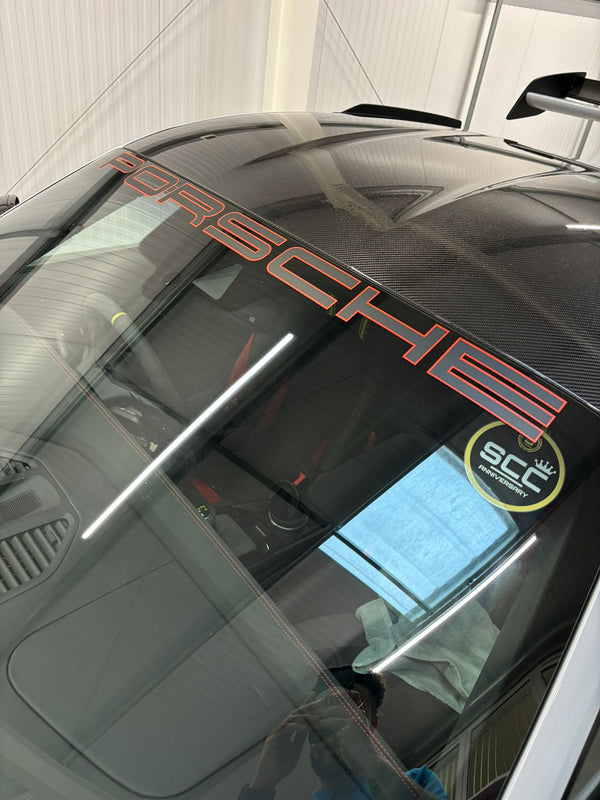 PORSCHE 911 / 992 Windscreen Decal Red+Black