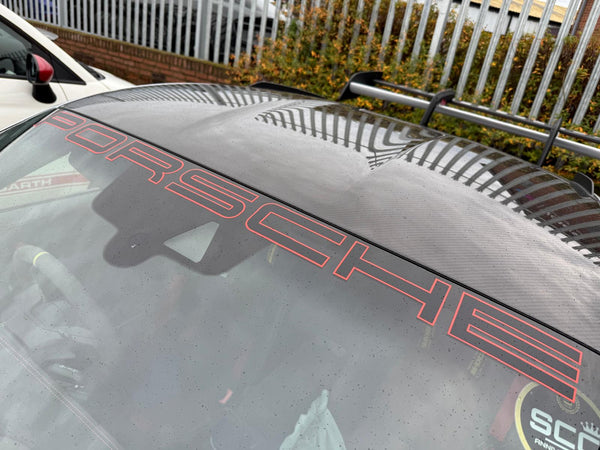 PORSCHE 911 / 992 Windscreen Decal Red+Black