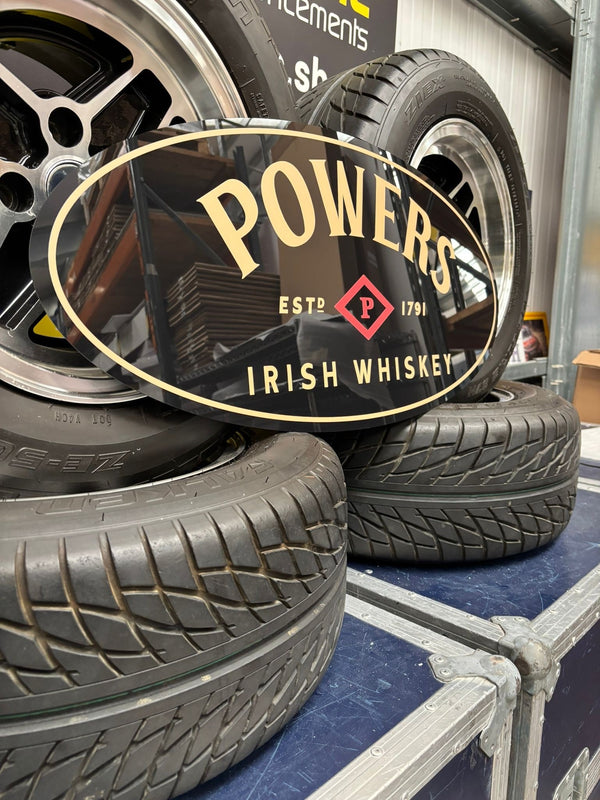Powers Irish Whiskey - Red & Gold Oval Sign