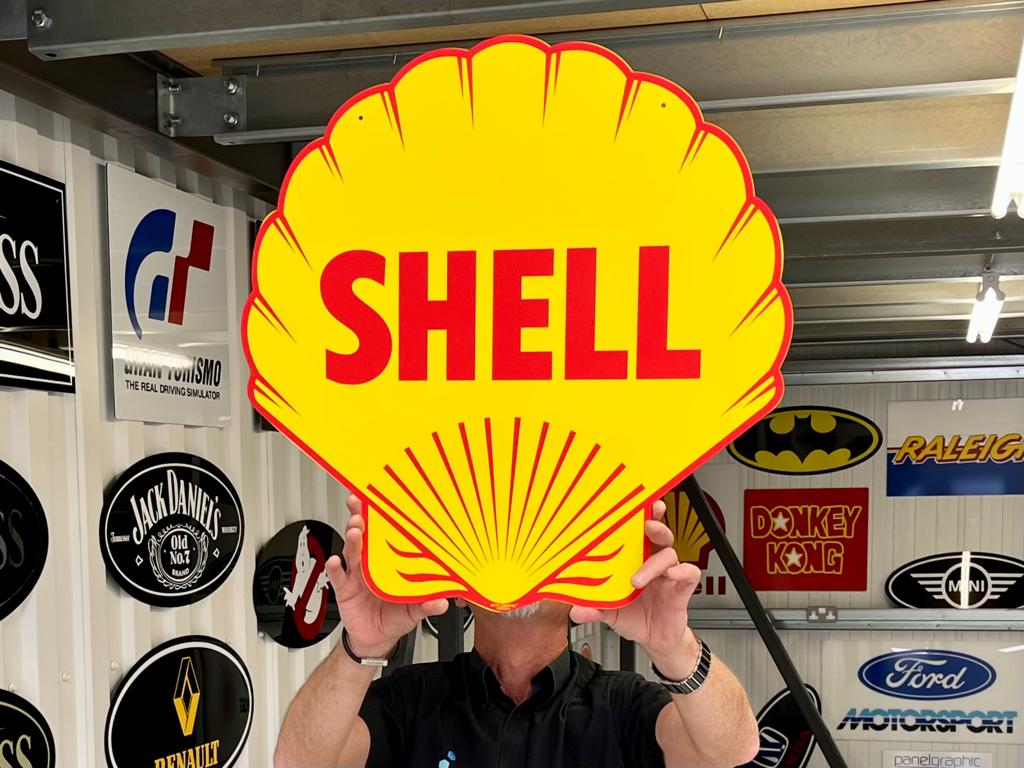 SHELL Logo Sign Vintage Style - Car Brand Signs - Auto Graphic